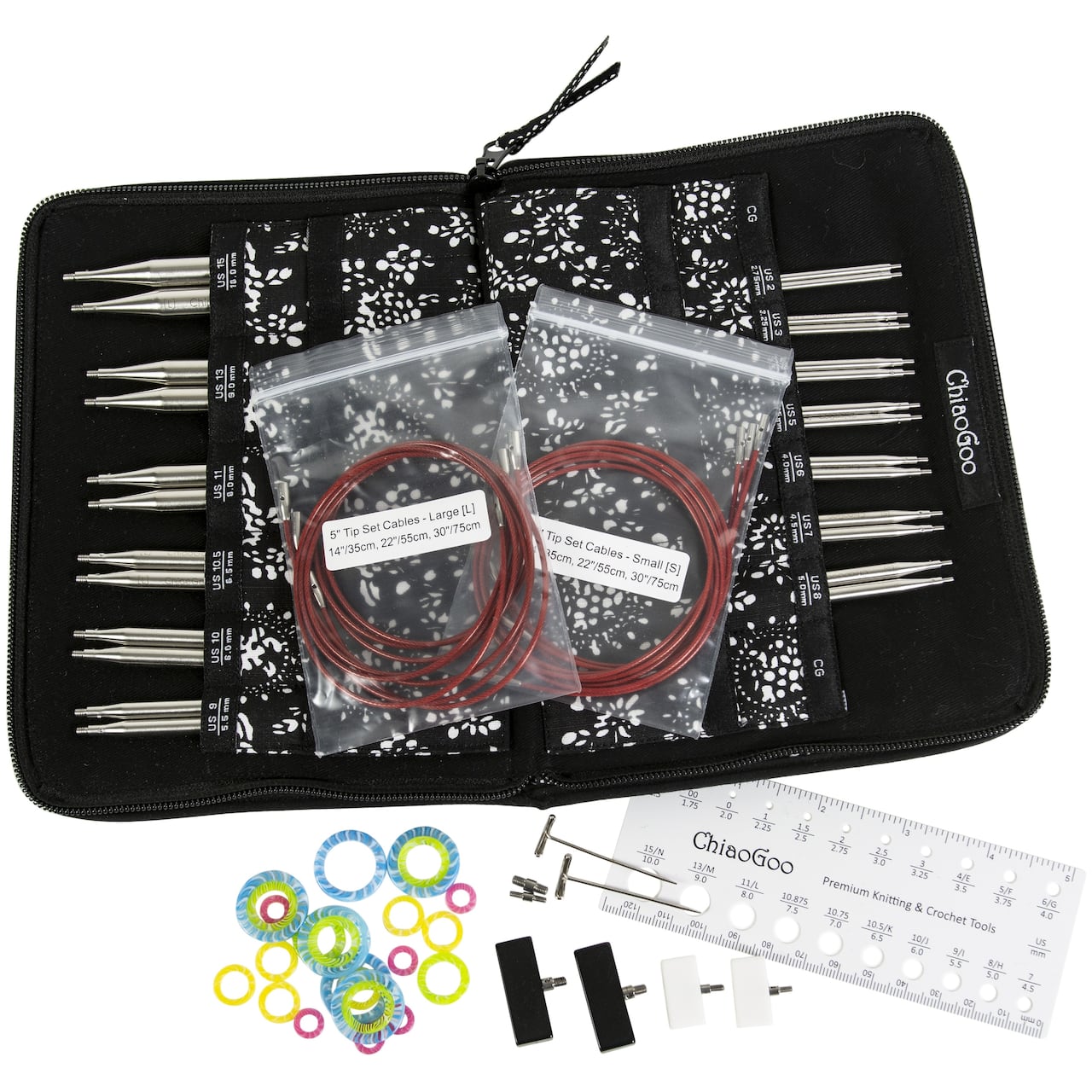 ChiaoGoo Twist 5 Red Lace Complete Knitting Needle Tip Set